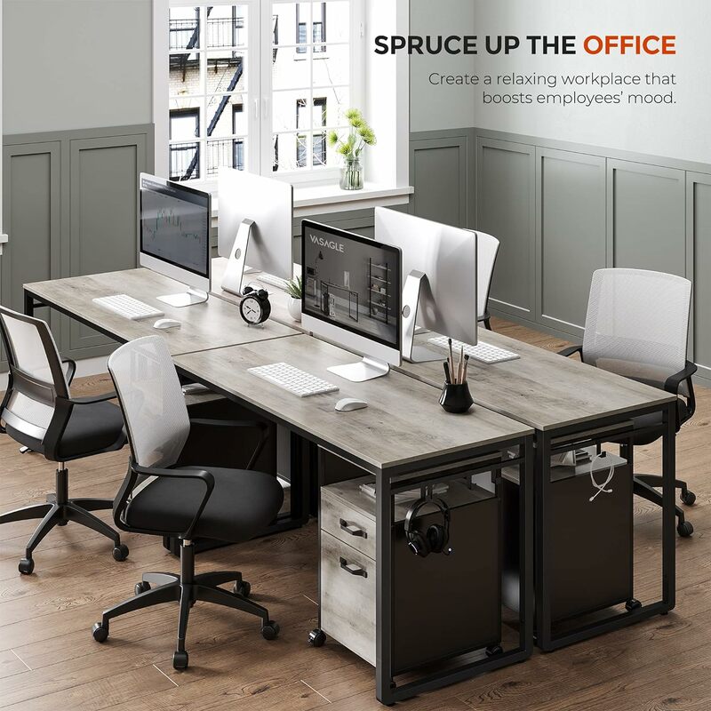 Компьютерный стол VASAGLE, офисный стол с 8 крючками для кабинета, для дома и офиса, простая сборка, промышленный дизайн, 47,2x23,6x29,5