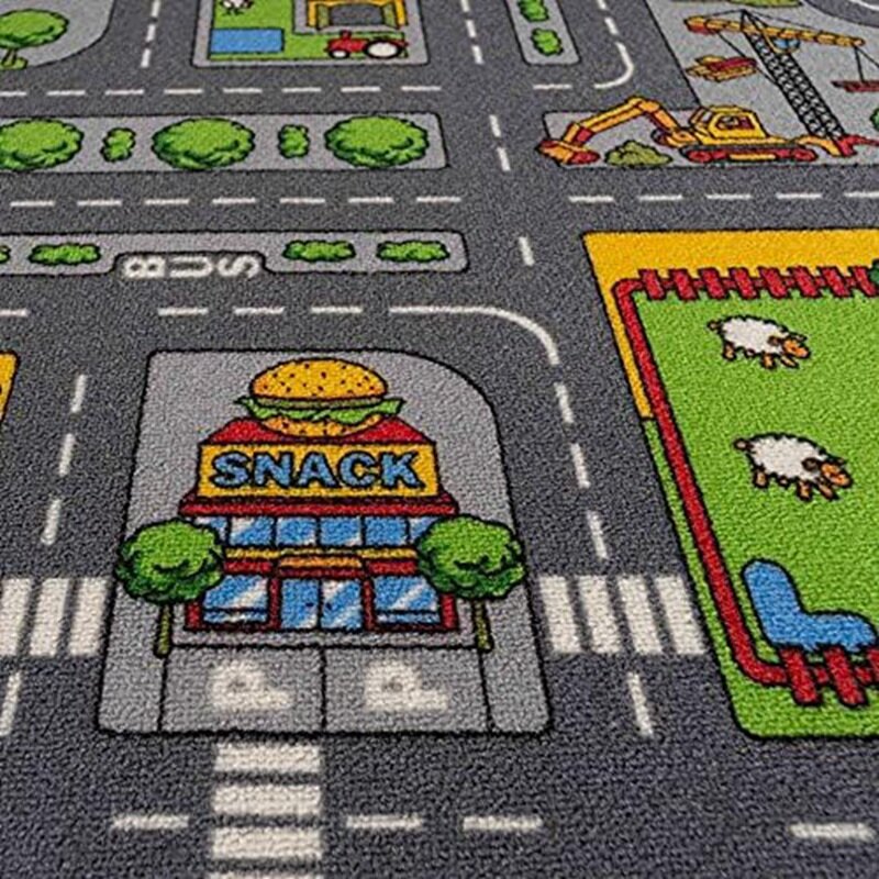 Children's Kids City Town Car Roads Interactive Playroom Playmat Soft Play Carpet Mat