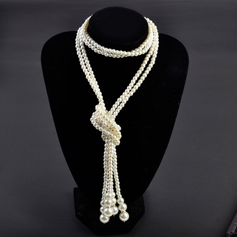 Collier de perles crème vintage pour femme, mode des années 1920, fausses perles, accessoires de testostérone, bijoux fantaisie, 138