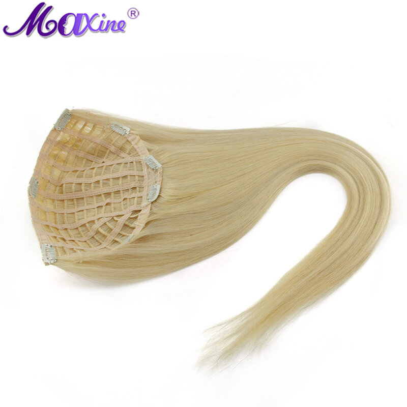 Toppers de cabelo humano remy para mulheres, parte média, ombre, castanho claro, dourado, peças com grampo de cabelo diluindo, 100%