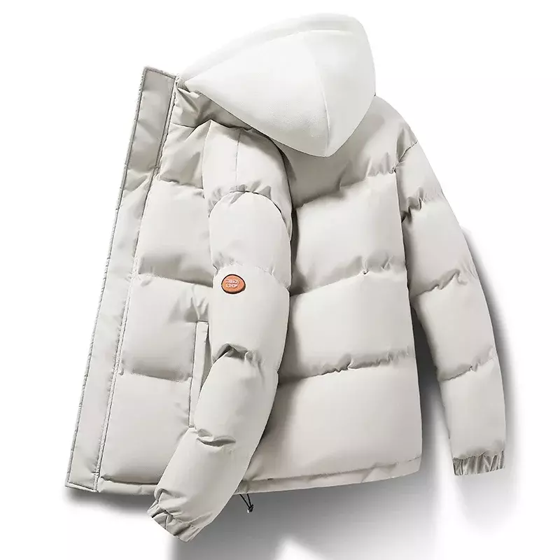 Herren Winter Freizeit Modetrend gefälschte zweiteilige Kapuze warme Baumwolle Kleidung Herren Jacke Tops