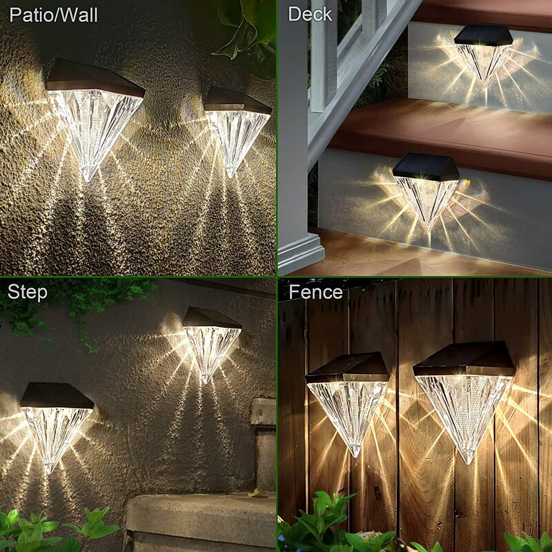 Impermeável Solar Lamp for Garden Step, Stair Light, Iluminação ao ar livre, Deck, Parede, Passo, Pátio, Cerca, 2Pack, Caminho