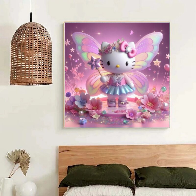 Hello Kitty-pintura de diamantes 5D DIY Sanrio, Kit de punto de cruz con dibujos animados bonitos, bordado de mosaico, decoración del hogar, regalo para niños, novedad de 2024