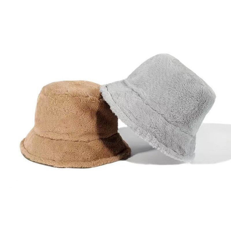 2023 Faux futerko puszyste kapelusze wiadro kobieta mężczyźni jesień na zewnątrz ciepła miękka czapka zimowa aksamitna kapelusz rybaka moda Panama czapka