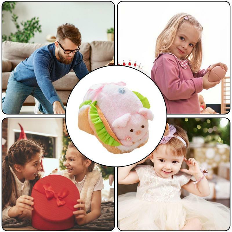 Bunny Cake Plush Soft & Cuddly Plush Bunny With Cake Hamburger 7.8in Pig Plush Toy For Kids Stuffed Animal Plush Pillows Plush