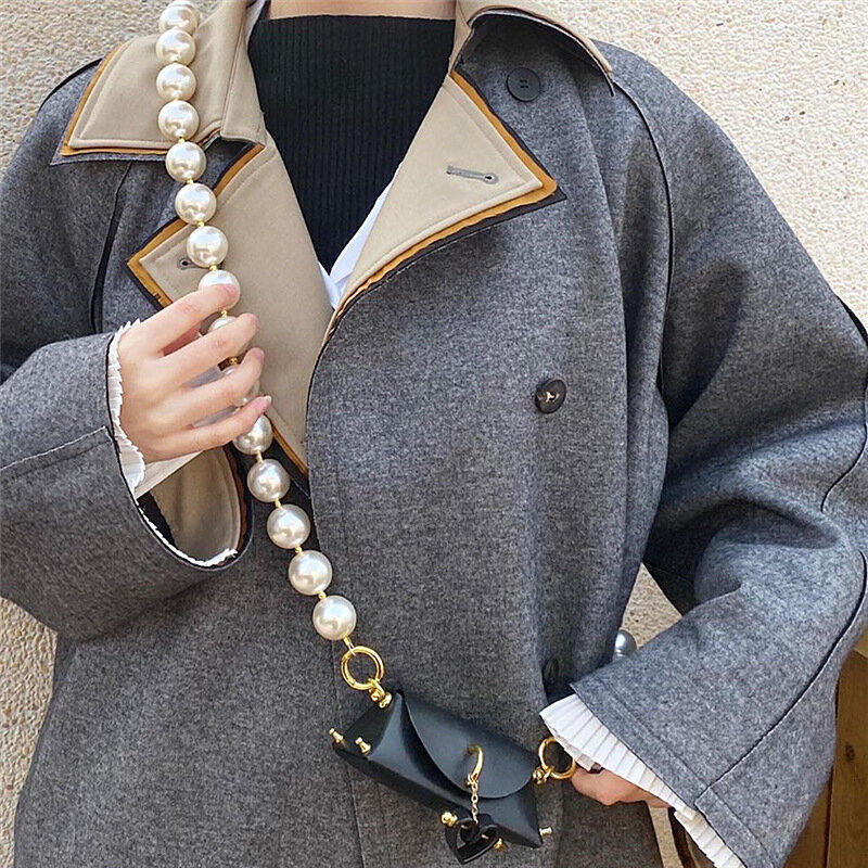 1Pc 30cm/50cm/70cm/90cm Handbag Replacement Big Pearls Chain Shoulder Bag Strap DIY Purse Chains Handles New Bag Accessories