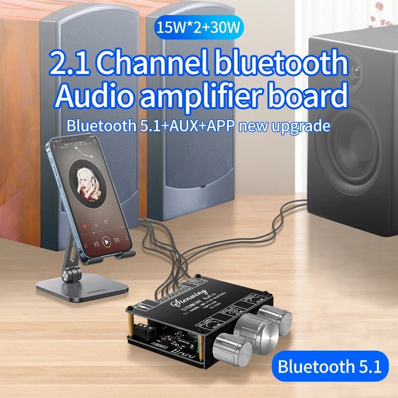 YS-E30H 2.1 kanałowy Bluetooth 5.1 płyta wzmacniacza mocy audio 2X15W + 30W wysokie i niskie basy Stereo Subwoofer moduł aplikacji Audio AMP
