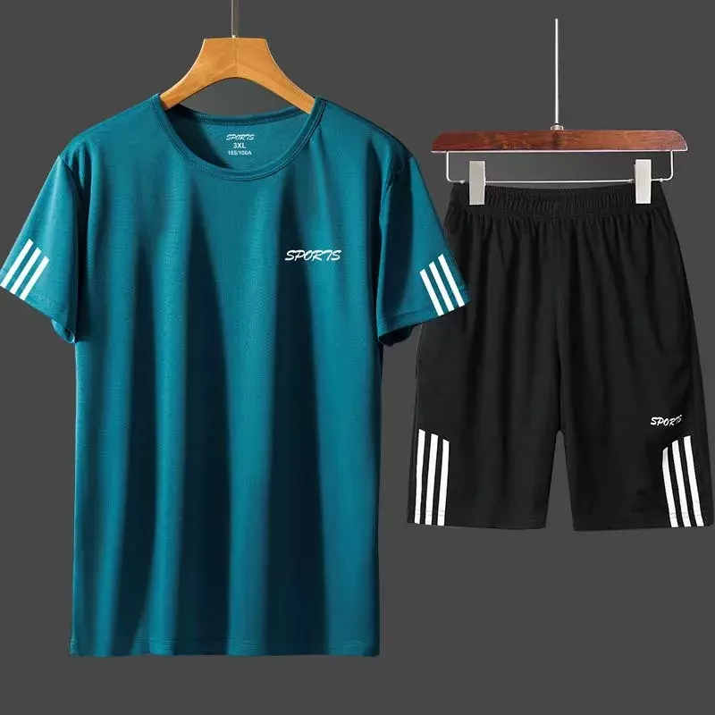 Спортивный костюм мужской Быстросохнущий, комплект из двух предметов, короткий комплект для тренировок