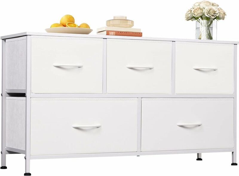 3-Size Fabric Dresser w/5 Drawers for Bedroom Living Room,Wide Chest of Drawers,Storage Organization Unit w/Bins,Multiple Colors