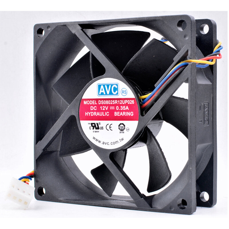 Original DS08025R12U 8cm 8025 80mm fan 80x80x25mm 12V 0.70A 4 lines PWM large air volume computer chassis CPU cooling fan