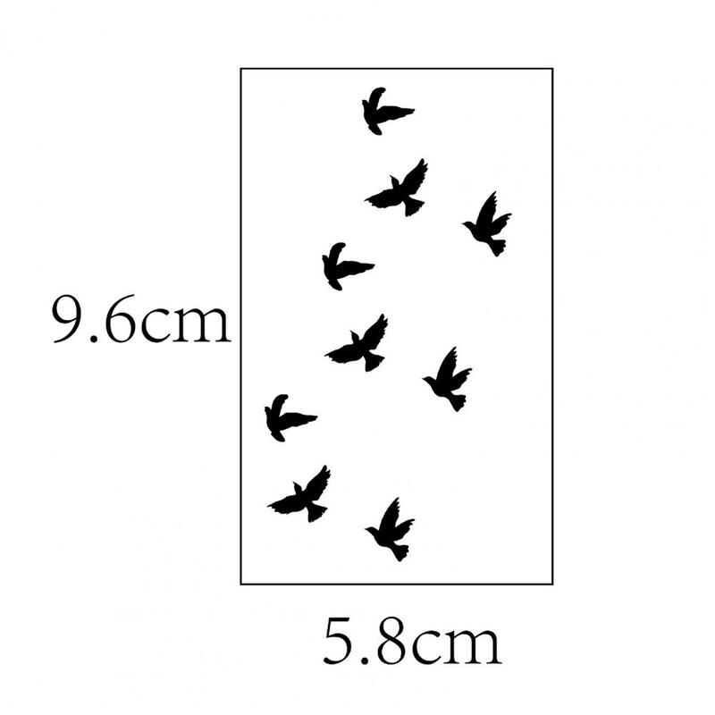 Stiker tato Transfer burung terbang hitam uniseks, dapat dilepas seni tubuh seksi tahan air untuk pria dan wanita