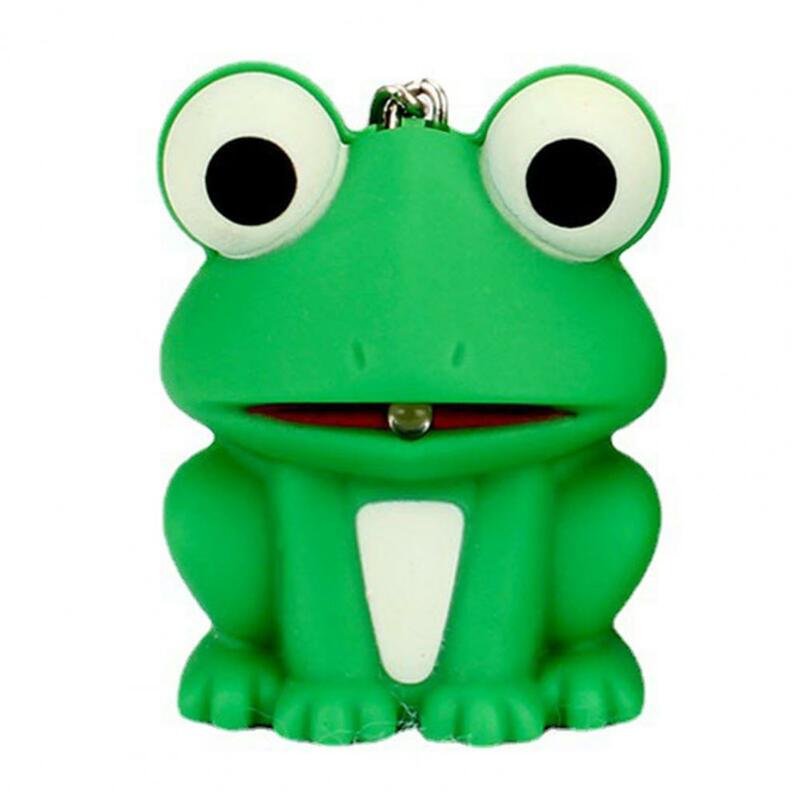 Dropshipping ！Glowing Toy Sound Effect Funny Animal Shape Built-in Battery Lovely Entertainment ABS Cartoon Frog Key Ring Gift