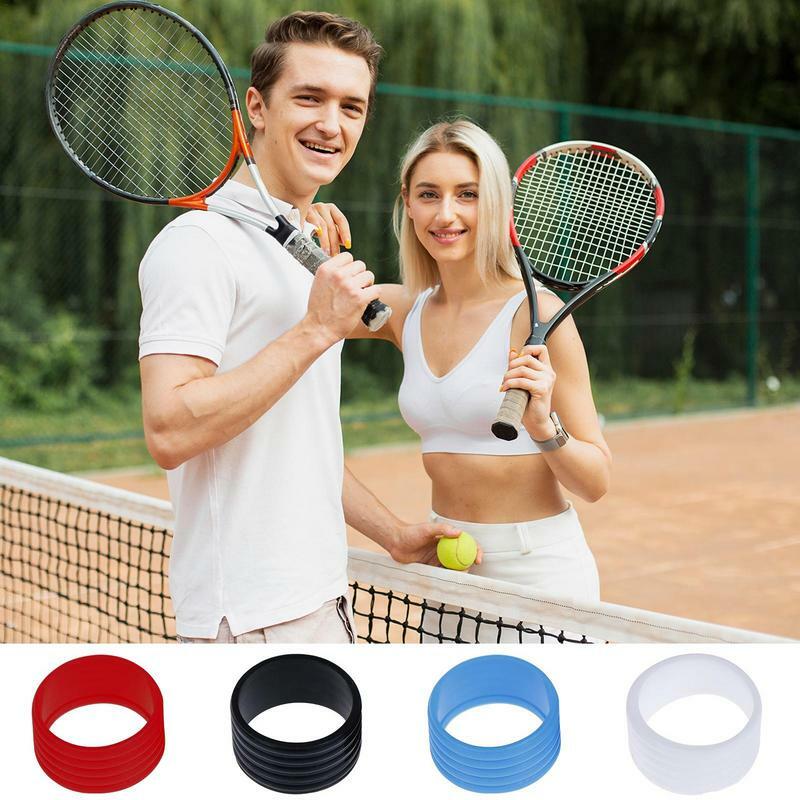 1 buah pegangan raket tenis karet, cincin segel raket tenis, aksesori olahraga atas genggaman tetap elastis