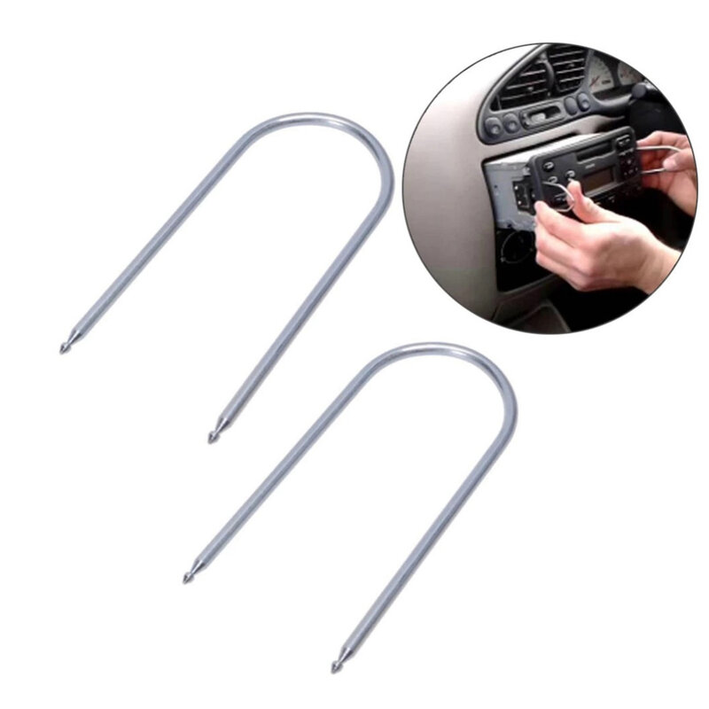 New Car Radio Remove Tool Auto Repair Double DIN Hand Tools Release Keys Silver Stainless Steel Stereo Extraction
