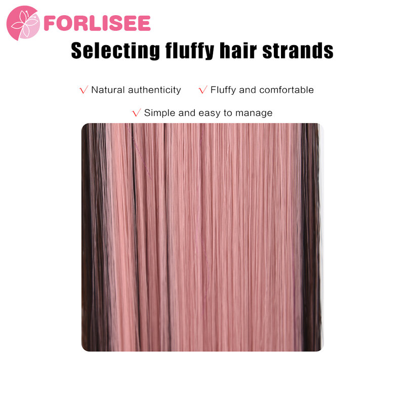 FORLISEE peruka kucyk warkocz długie proste włosy naturalny pasek podkreśla warkocz peruka można zawiązać niskim kucykiem
