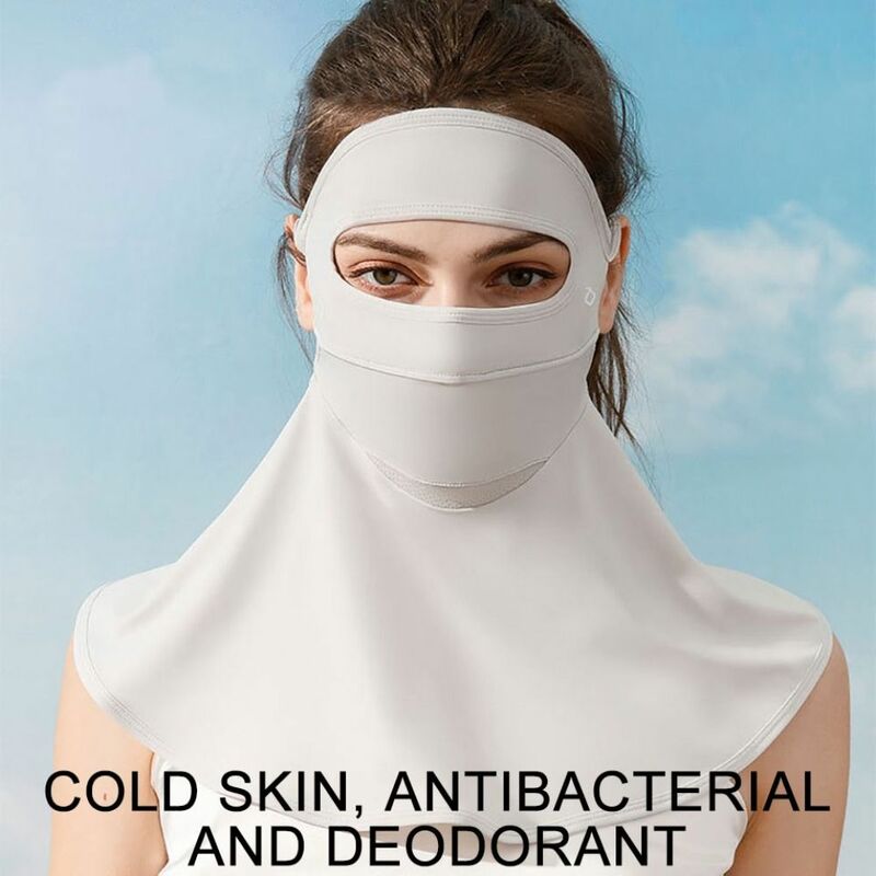 ผ้าคลุมหน้าแบบยาวหน้ากากป้องกันแดดผ้าไอซ์ซิลค์ป้องกัน seluruh wajah ้ำแข็งป้องกันรังสียูวีน้ำหนักเบาระบายอากาศได้