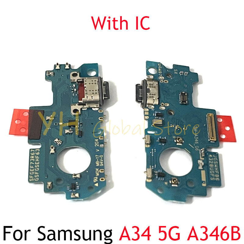 Untuk Samsung Galaxy A34 5G A346B A346 USB Charging Dock konektor Port papan Flex kabel perbaikan suku cadang