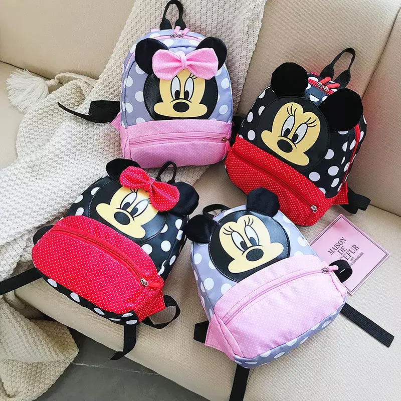 MINISO Disney Cartoon Backpack Baby Boys Girls Minnie Mickey Mouse Children Lovely Schoolbag Kindergarten Schoolbag Kids Gift