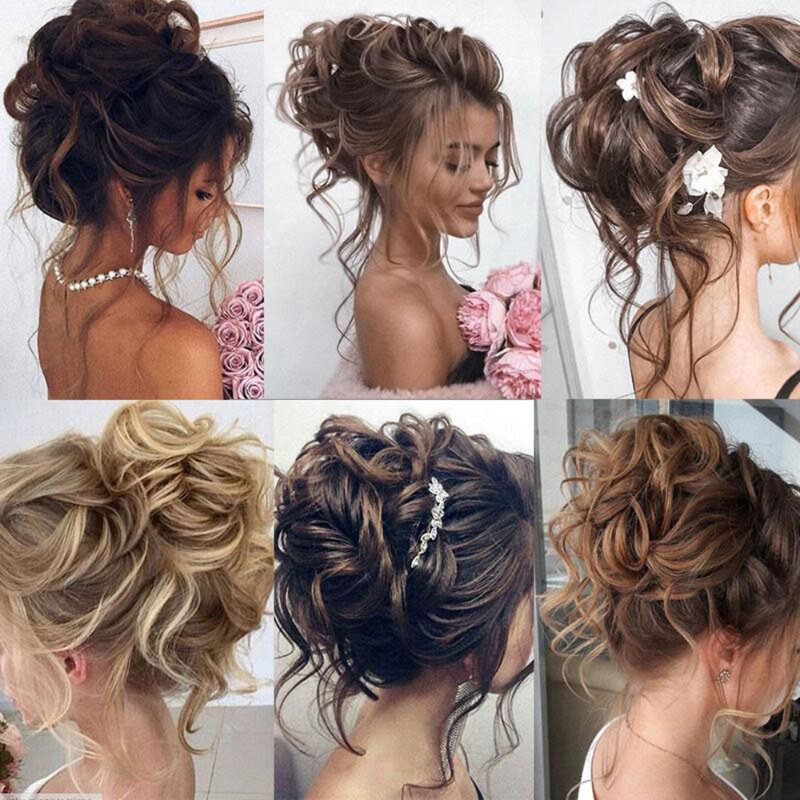 Messy Synthetic Extensions for Curly Wavy Updo Bun with Elastic Hair Band for Women Perfect Hairpiece Accessories for Daily Wear