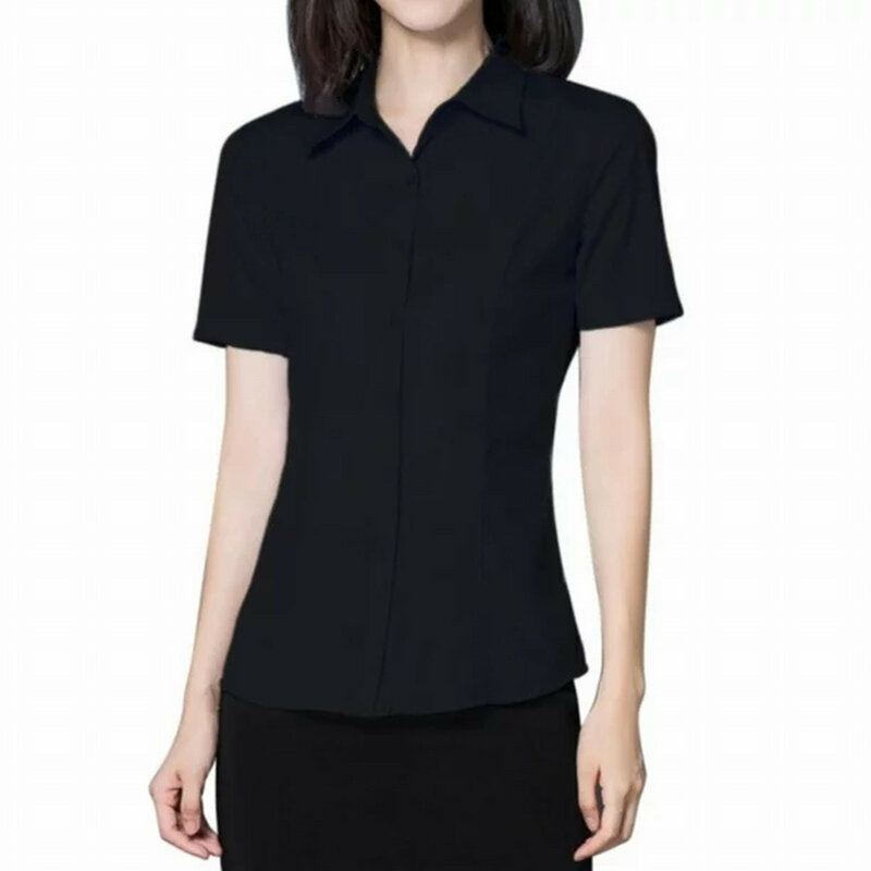 Camisas femininas finas com lapela, manga comprida, com botões, blusa elegante, tops clássicos, ocasiões formais, senhora do escritório, verão, 2022