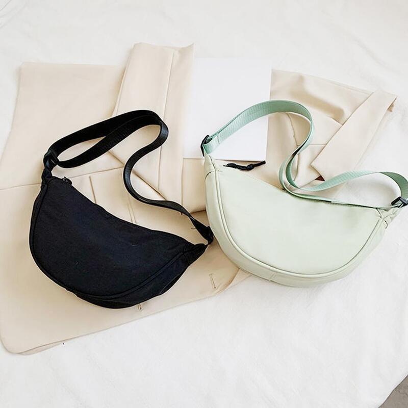 Tas selempang nilon tas selempang Hobo Crescent Bag mode tas kecil tas bahu kasual dapat disesuaikan tas dompet wanita tas tangan S T6O3