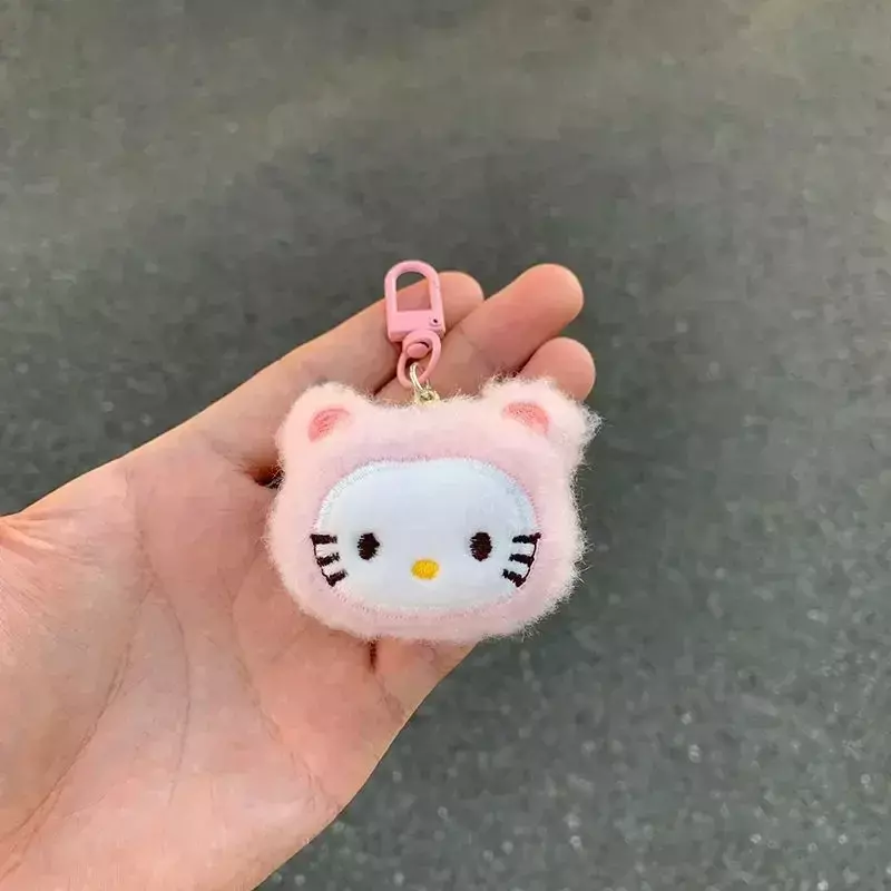 Kawaii Sanrio Hello Kitty Embroidered Plush Doll Keychain Sweet Girl Cartoon Backpack Pendant Decoration Holiday Gift