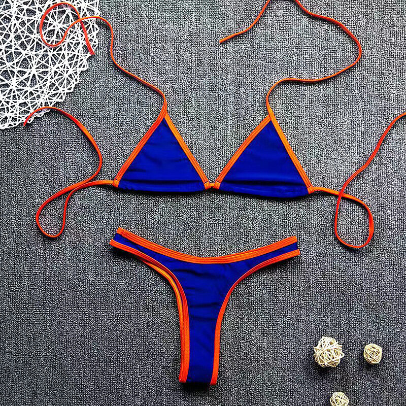 Conjunto de Bikini Sexy para mujer, traje de baño de dos piezas con sujetador de realce y lazo lateral, Tanga