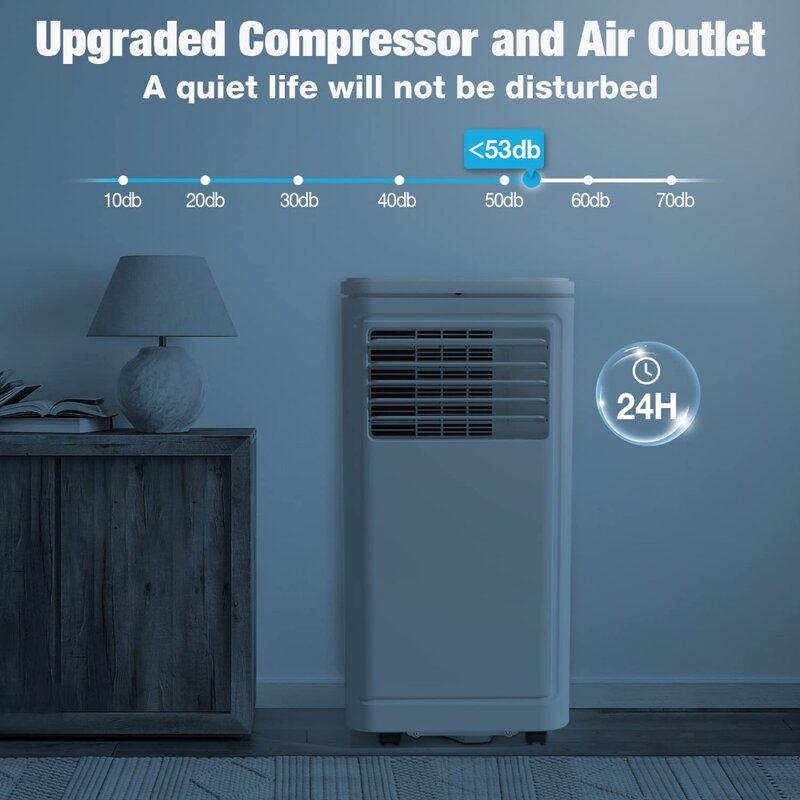 Aire acondicionado portátil 8000BTU para refrigeración de habitación, Unidad de CA portátil con deshumidificador, hasta 350 pies cuadrados