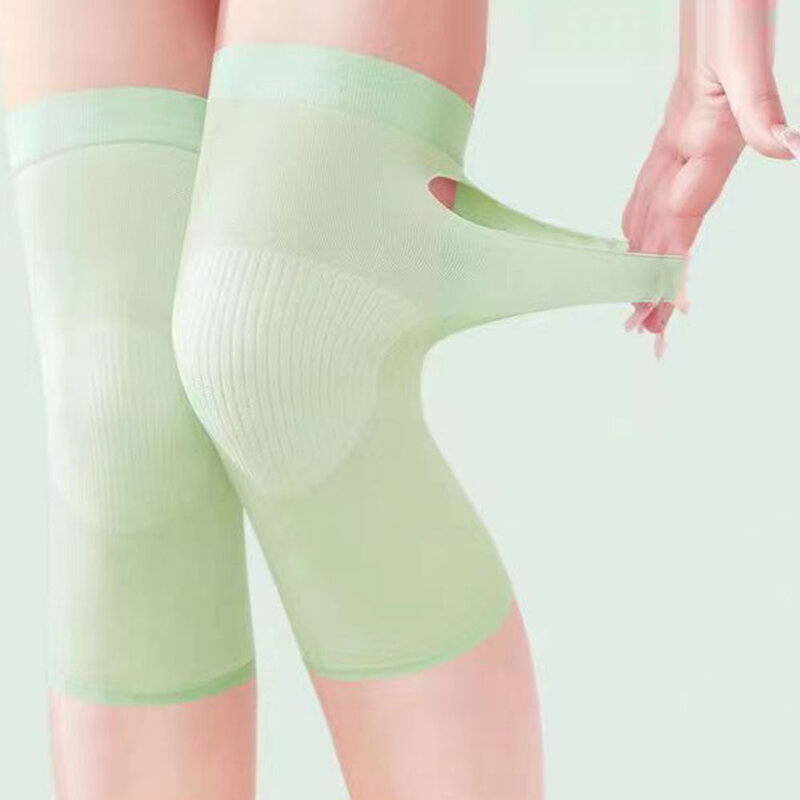 1 paio di ginocchiere calde per le donne estate scaldamuscoli sottili copertura protettiva per ginocchio ginocchiere elastiche leggere per le gambe