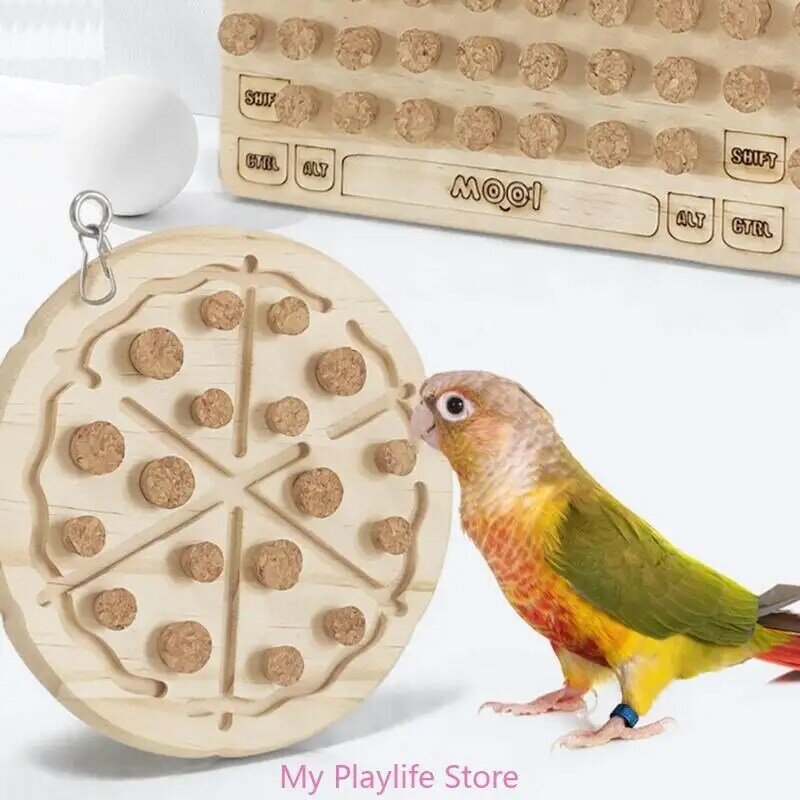 Bird Cage Cork Toy Birdcages Hangable Molar Toy Block Cage Grinding Toy Climb Swing Toy for Lovebirds Cockatoos