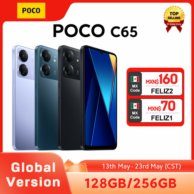 Poco C65, グローバルバージョン,128GB, 256GB, mediatek helio g85, 5000mAhバッテリー,6.74インチディスプレイ,90hz,50mpトリプルカメラ,NFC,新しい