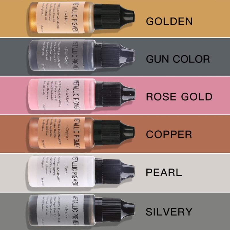 مجموعة حبر كحول معدني مكونة من 6 ألوان، حبر كحولي شديد اللمعان ومركز