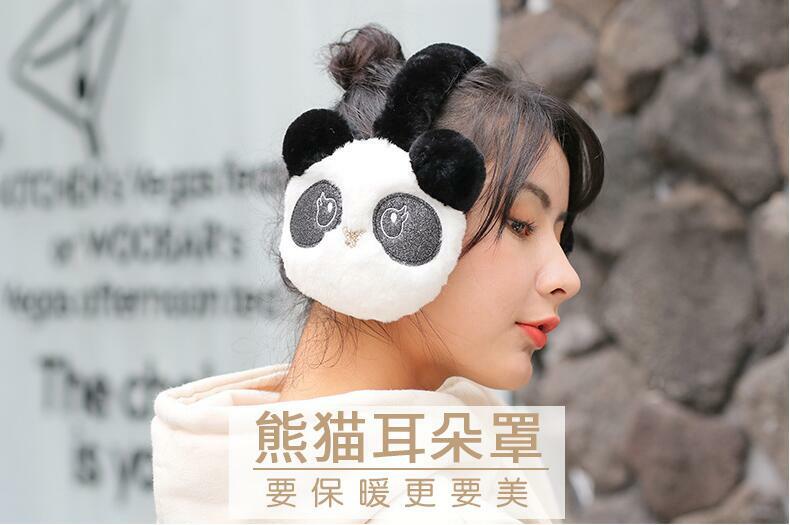 Inverno bonito panda earmuff orelha muff aquecedor-branco