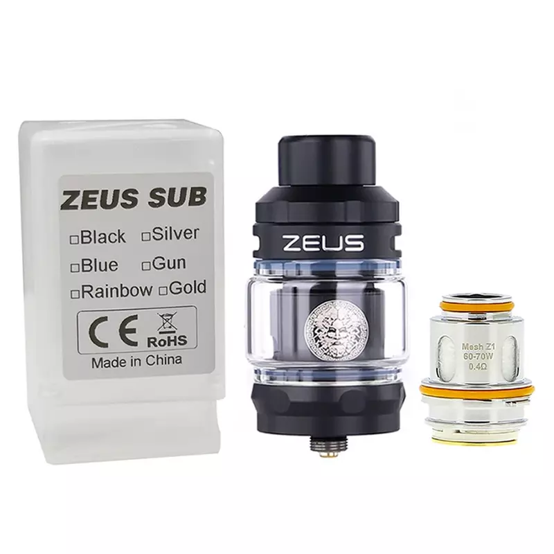 Single Zeus Sub Ohm Glass Tank 5ml Capacity Atomizer Mesh Coil Z1 0.4ohm/0.2ohm For ZEUS X SUBOHM Tank Aegis Mod