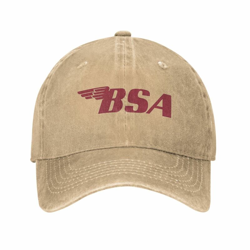 หมวกแก๊ปเบสบอลชายหญิง BSA สีแดงวินเทจหมวกล้างได้สำหรับรถจักรยานยนต์หมวกแก๊ปแบบนิ่มไม่มีโครงสร้างสำหรับกลางแจ้งฤดูร้อน