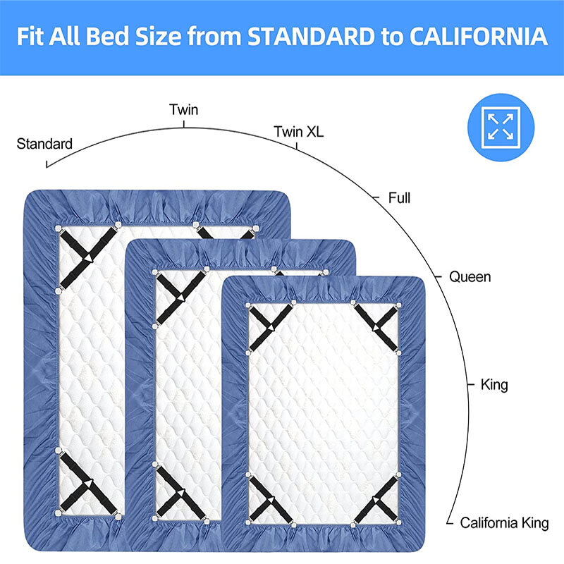4 pezzi Clip per lenzuolo cinghie elastiche Clip regolabile elementi di fissaggio per lenzuola gadget per Organizer per la casa Clip per coprimaterasso