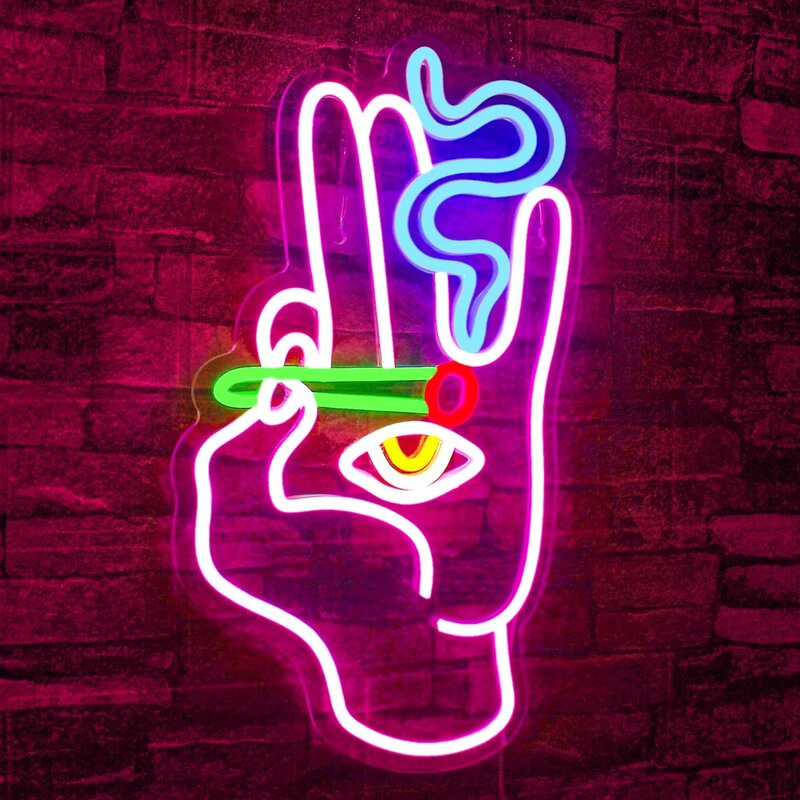 Hand eye Neon Signs Pink Blue Led Neon Signs for Wall Decor  for Bedroom Game Room Home Bar Pub Cafes Party Gift