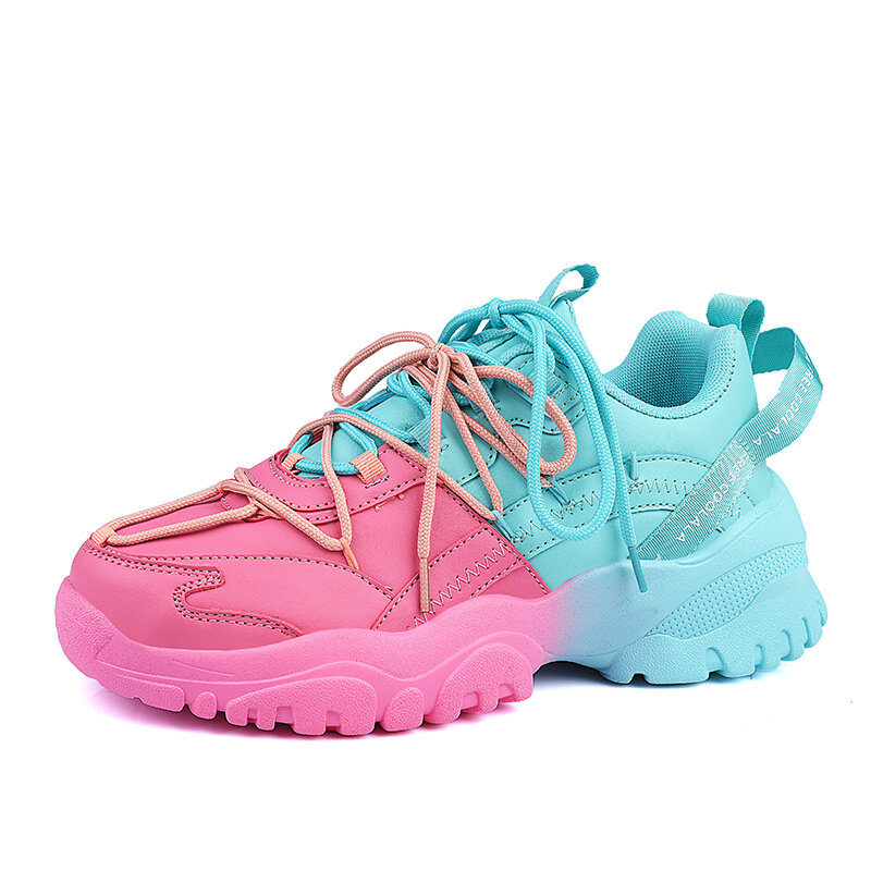 Zapatillas de correr de colores mezclados para hombre, zapatos de plataforma baja, transpirables, con cordones, antideslizantes, a la moda, primavera 2024