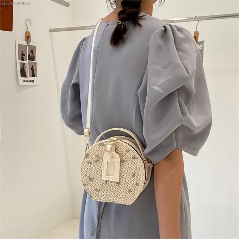 Fashionable Small Bag Women New Crossbody Bag Textured Woven Small Round Bag