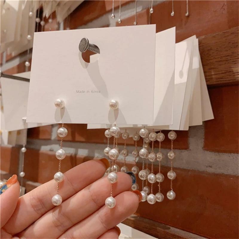 1/3/5PCS Simulated Pearl Long Earrings Female Moon Star Flower Rhinestone Wedding Pendant Earrings For Women Wedding Party Gift