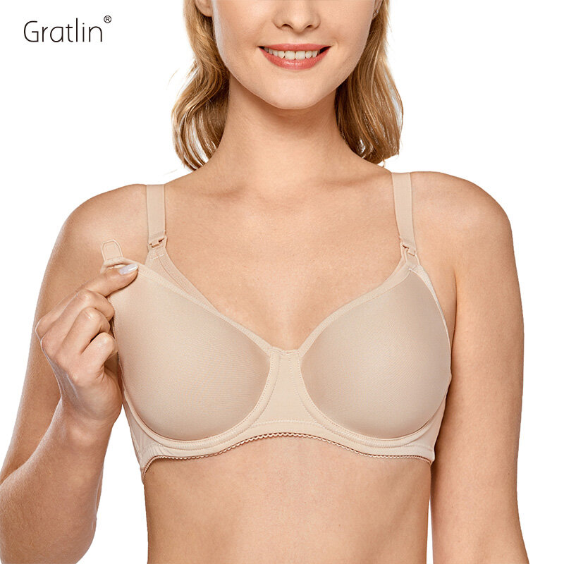 Gratlin-Underwire sutiã de maternidade para mulheres, sling completo, cueca acolchoada, plus size, apoio à amamentação, lingerie FG H