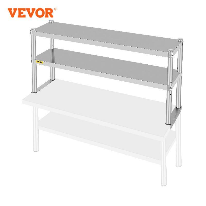 VEVOR 스테인레스 스틸 주방 작업 테이블 전문 7 유형 더블 Overshelf 조정 가능한 하단 선반 사용 홈 상업
