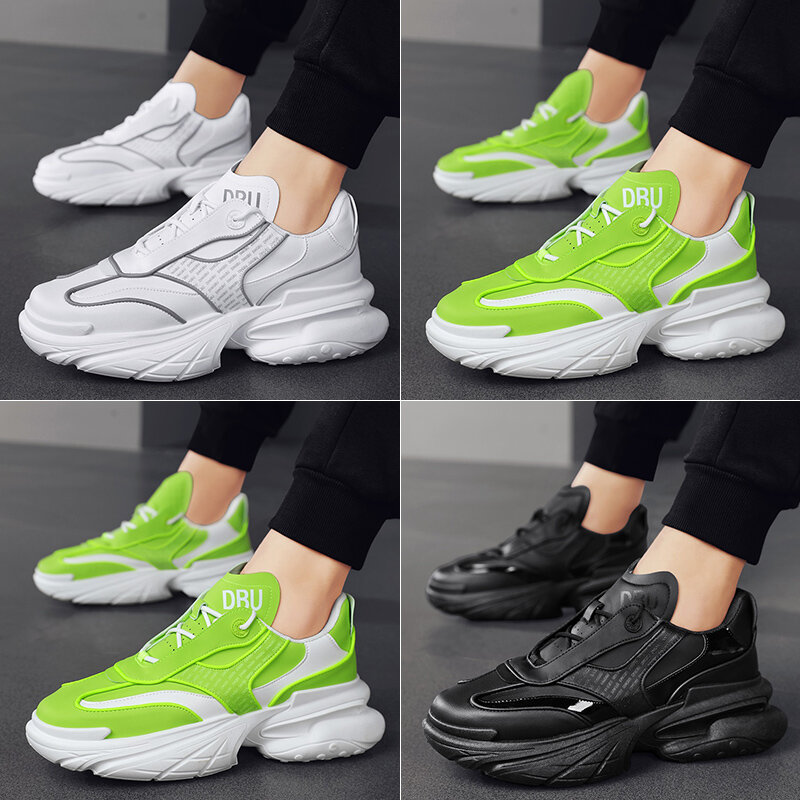 Daddy Shoes Men's 2023 Spring New Thick-soled Inner Heightened School Men's Shoes All-match Breathable Casual Sports Shoes Men