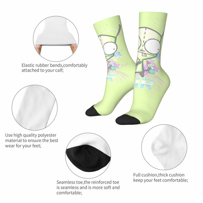 Glückliche lustige Frauen Männer Socken Eindringlinge Zims Gir Slushee Abenteuer zubehör weiche hochwertige Socken die ganze Saison