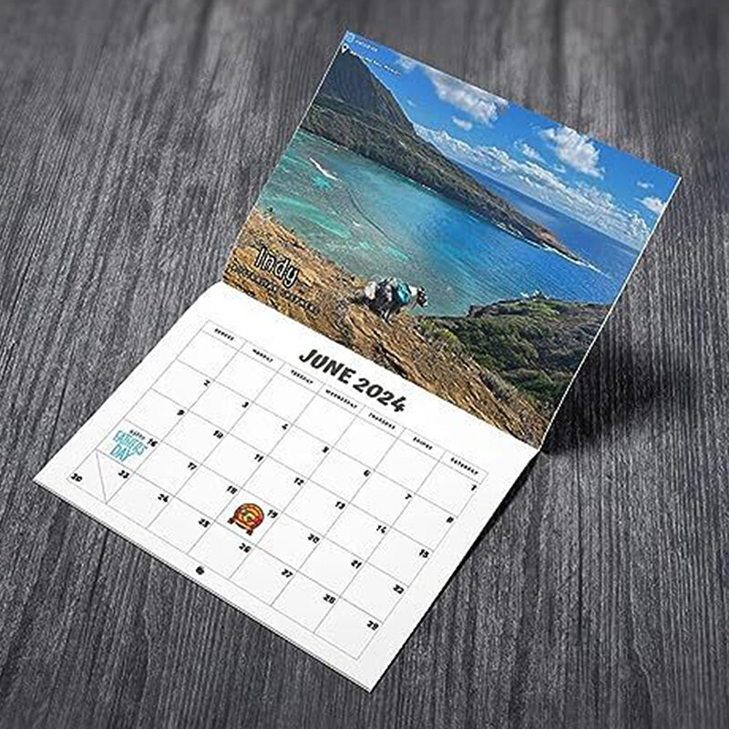 2024 Funny Dog Pooping Wall Calendar Hangable calendario mensile decorativo Wall Art Gag Humor Gift