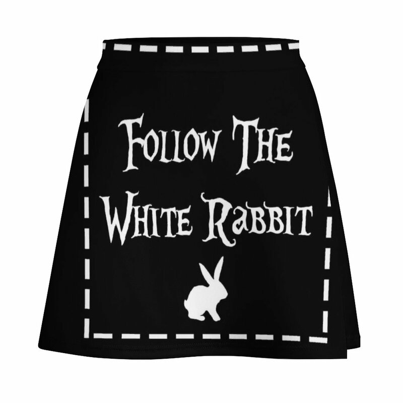 Folgen Sie dem weißen Kaninchen, schwarze Version Minirock Frauen rock Luxus kleidung Frauen Frauen röcke