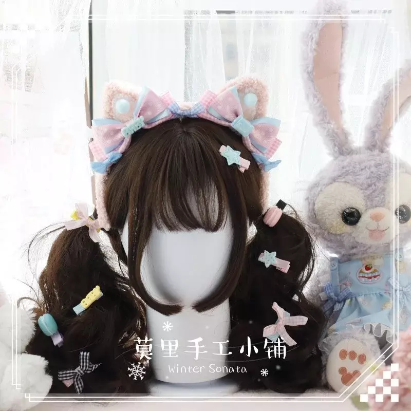 Diadema lolita con orejas de gato, diadema Harajuku cos, tocado lindo kc, dulce, gótico oscuro, accesorios para el cabello lolita, alta calidad