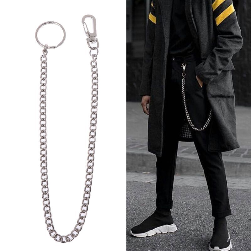 Y1UB Jeans Chains Silver Wallet Chain Pocket Chain Belt Chains Hip Hop Pants Chain