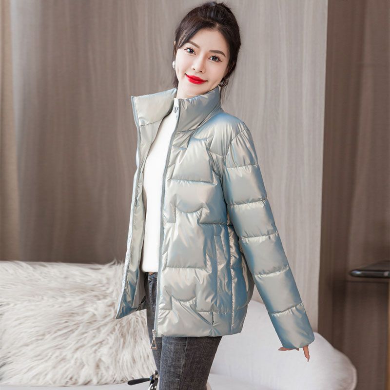Parka invernali donna colletto alla coreana cappotto femminile corto stile coreano temperamento elegante caldo addensare solido tutto-fiammifero quotidiano per il tempo libero Chic