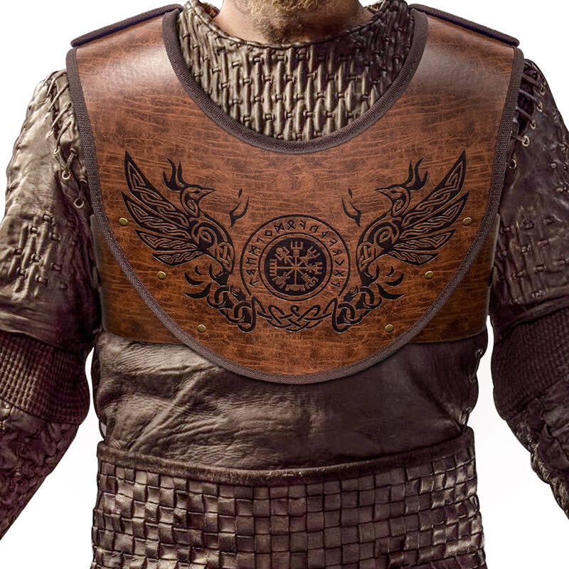 Armure en cuir gaufré Phoenix nordique, armure de poitrine charmante, rétro, avec boussole Viking Odin attachée